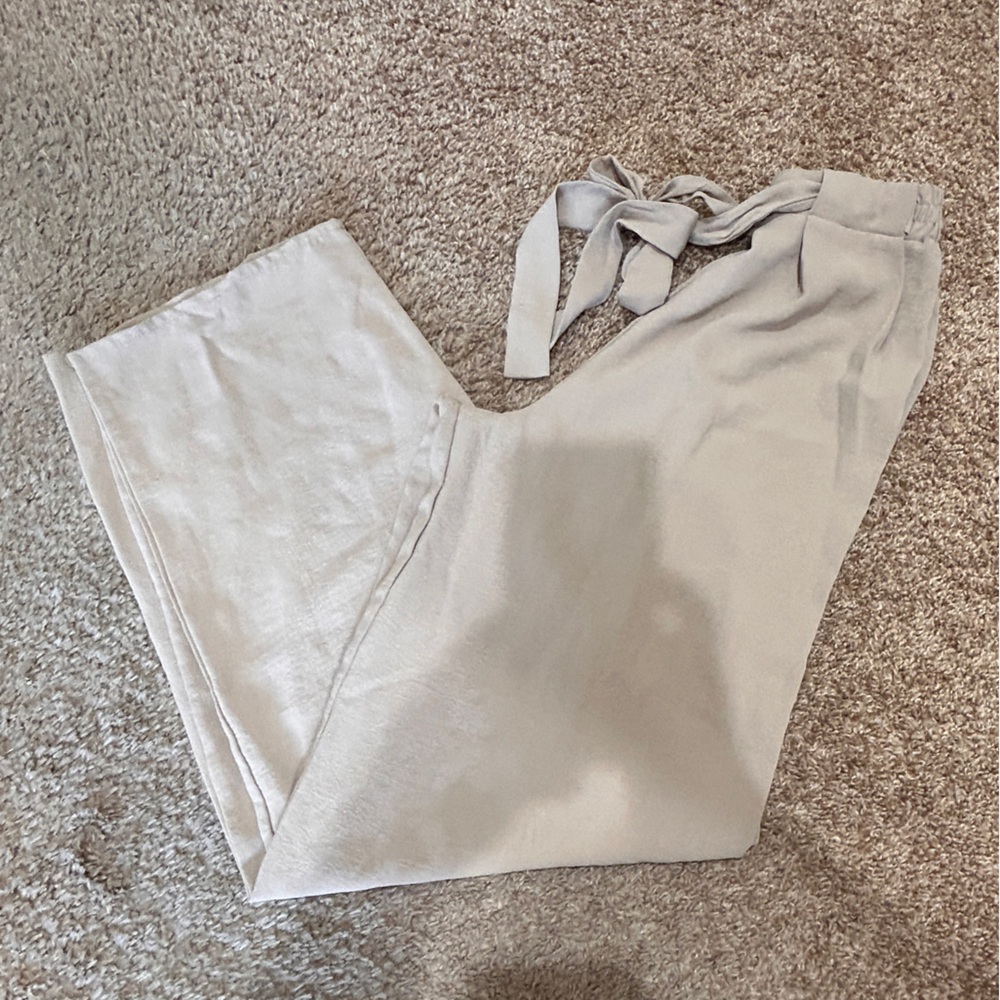 Zara Cream Tie-Waist Trousers